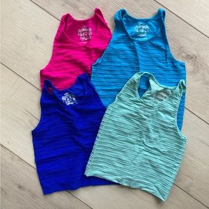 Stretchy crop tanks | one size fits most | 4pk | pink, blue, royal blue, teal